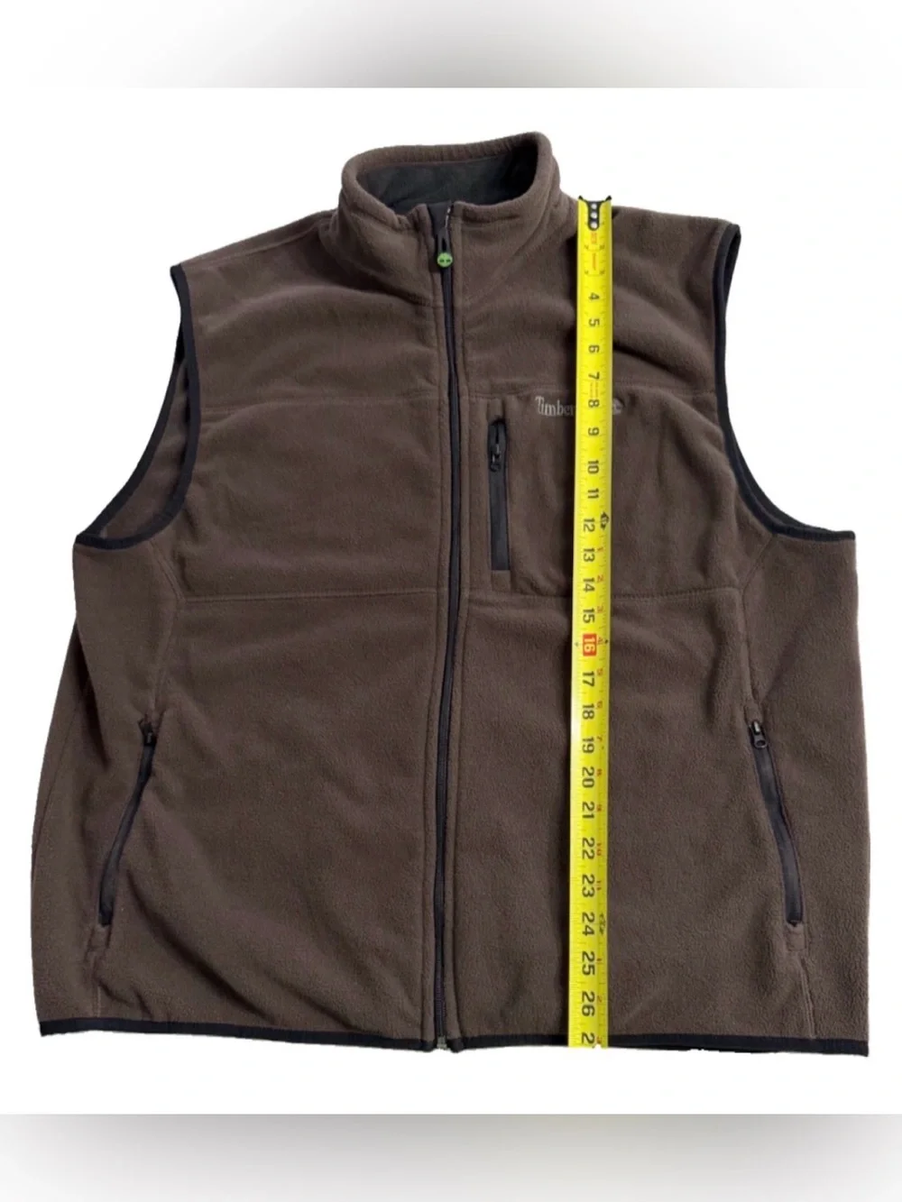 Timberland Brown Fleece Full Zip Vest Men’s XL Outdoor Hiking 3-Pocket
